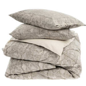 Astrid Block Print Duvet Set Grey Queen