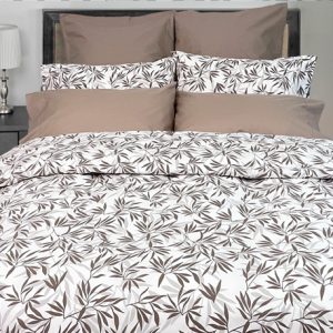 Cotton Duvet Cover Arbour Taupe Set Queen